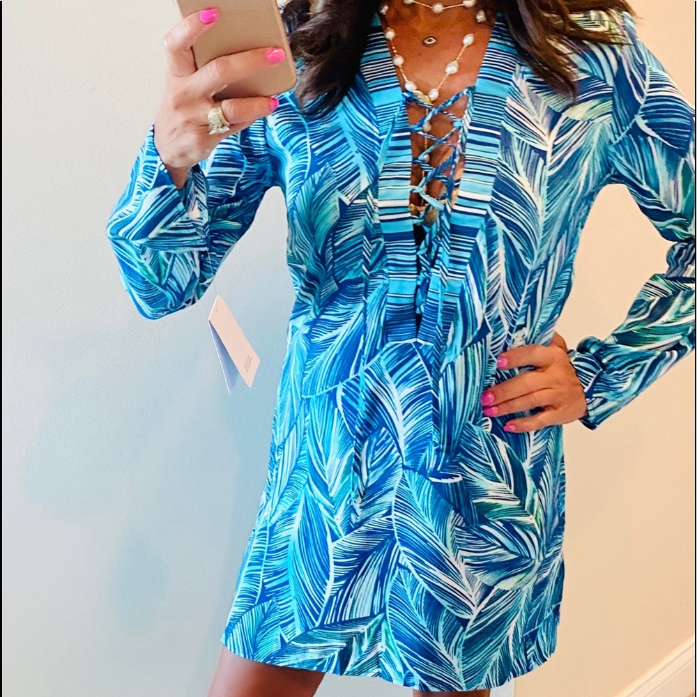 La Blanca Sketched Palms Tunic Cover up FITS XS-S!